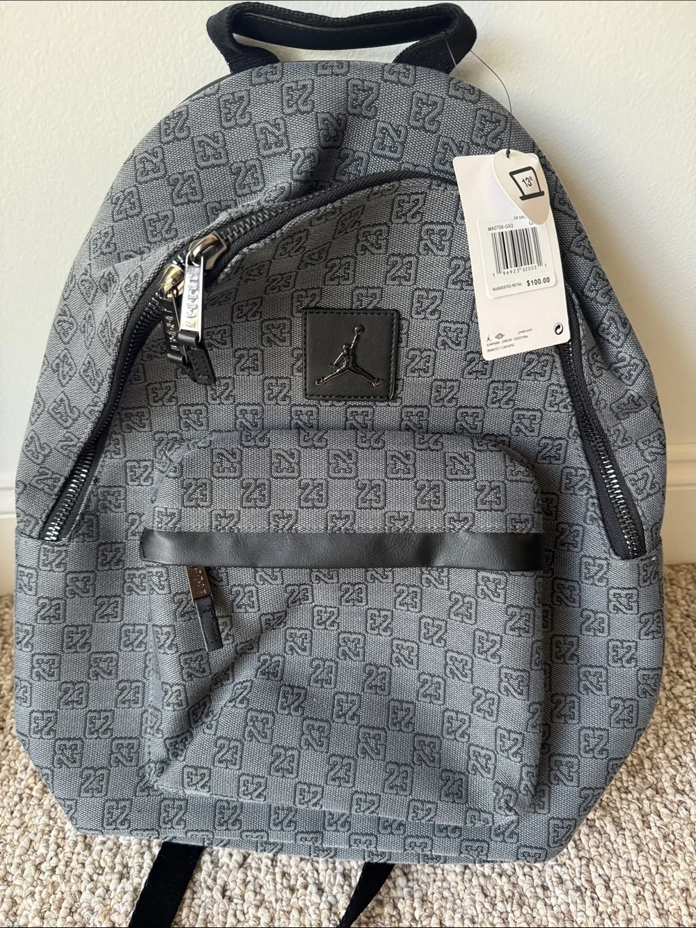 Nike Grey Monogram Backpack and Weekend Bag Set